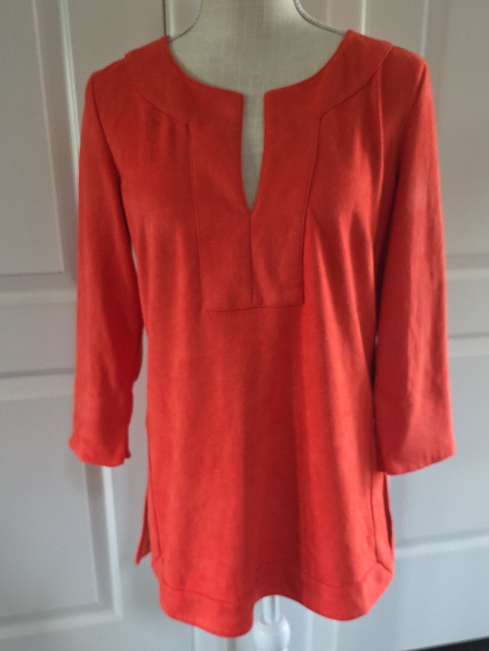 Gretchen Scott Faux Suede Split-Neck Tunic Top